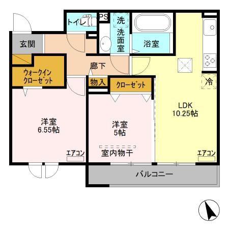 レイワンAB(2LDK/1階)の間取り写真