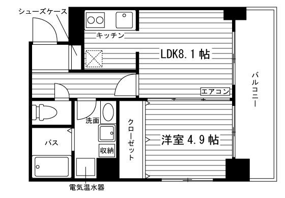 GRAND ETERNA 北大前3(1LDK/9階)の間取り写真