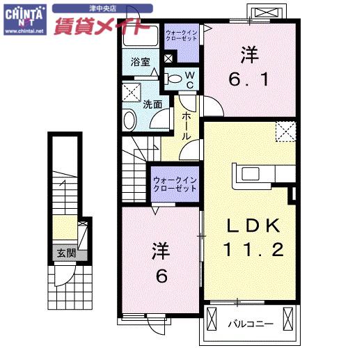 ソレアードK・IV(2LDK/2階)の間取り写真