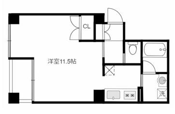 コンフォート聖護院(1K/2階)の間取り写真