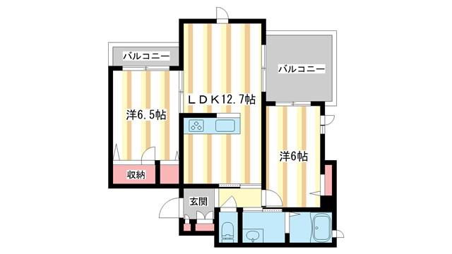 フロマージュ宮前(2LDK/2階)の間取り写真