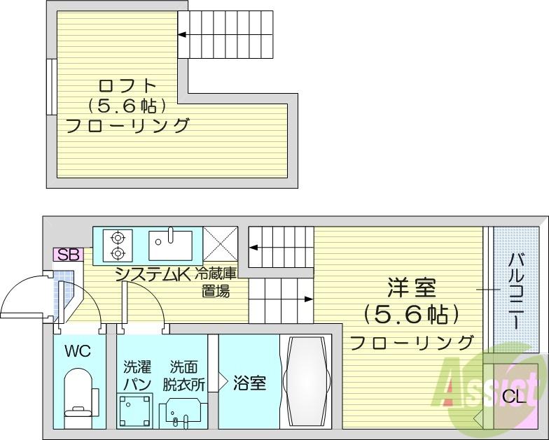 アネックス萩野町Ⅰ(1K/1階)の間取り写真
