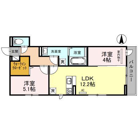 エスポワール古市(2LDK/3階)の間取り写真
