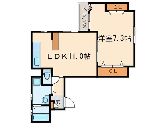 GRAN DUKE金山(1LDK/6階)の間取り写真