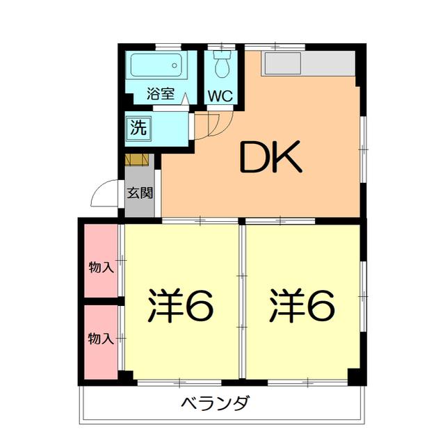 宮原スカイハイツ(2DK/3階)の間取り写真