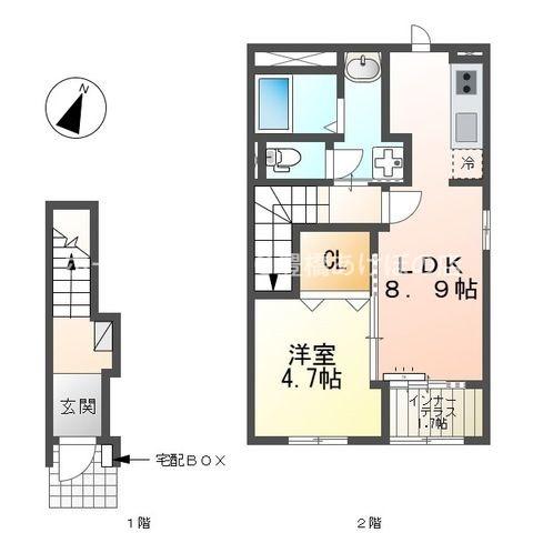 エスターテ(1LDK/2階)の間取り写真