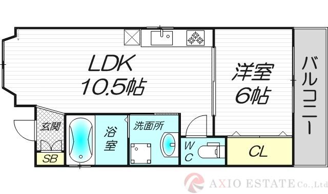 ANSOU東三国(1LDK/3階)の間取り写真