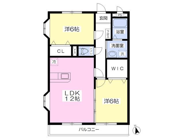 コンフォート上阿原(2LDK/2階)の間取り写真