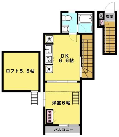 グラッドメゾンFUJI(1DK/2階)の間取り写真