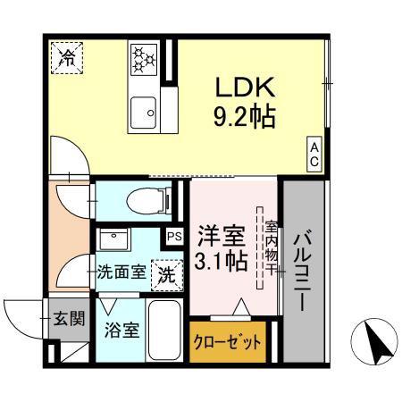 D-HILLS小池(1LDK/2階)の間取り写真