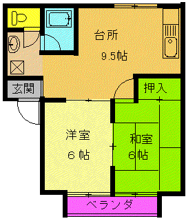 武内ハイツ(2LDK/1階)の間取り写真