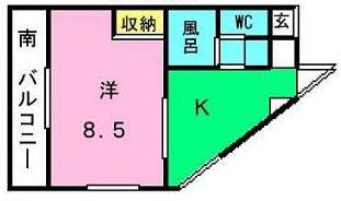 オーパスワン(1K/3階)の間取り写真