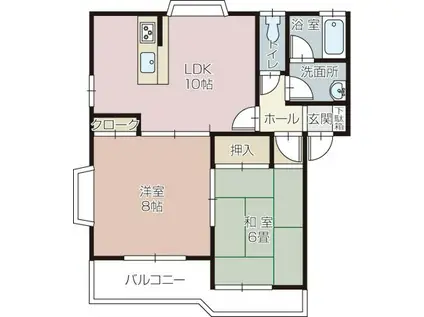 ニューフィールドB(2LDK/1階)の間取り写真