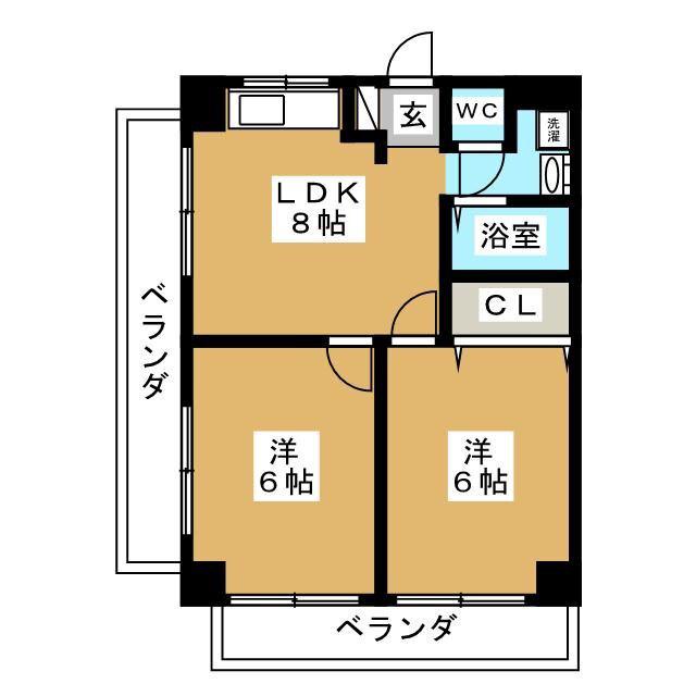 第1西脇ビル(2DK/6階)の間取り写真