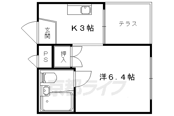 メロディーハイム(1K/4階)の間取り写真