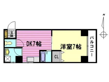 福助堂ビル(1DK/5階)の間取り写真