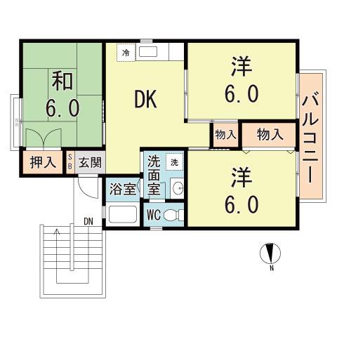 パセオ仁川(3DK/2階)の間取り写真