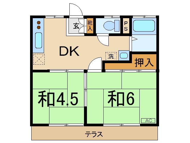 コーポ寿(2DK/2階)の間取り写真