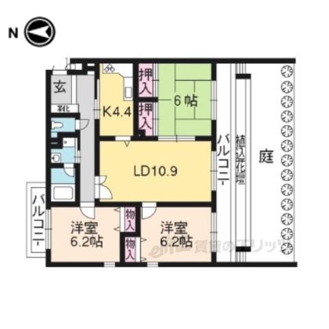 パインフィールド桂(3LDK/1階)の間取り写真