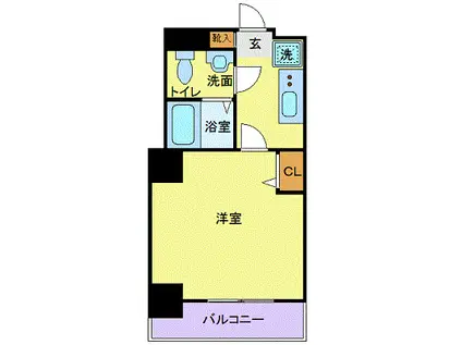 メゾンドヴィレ勝どき(1K/14階)の間取り写真
