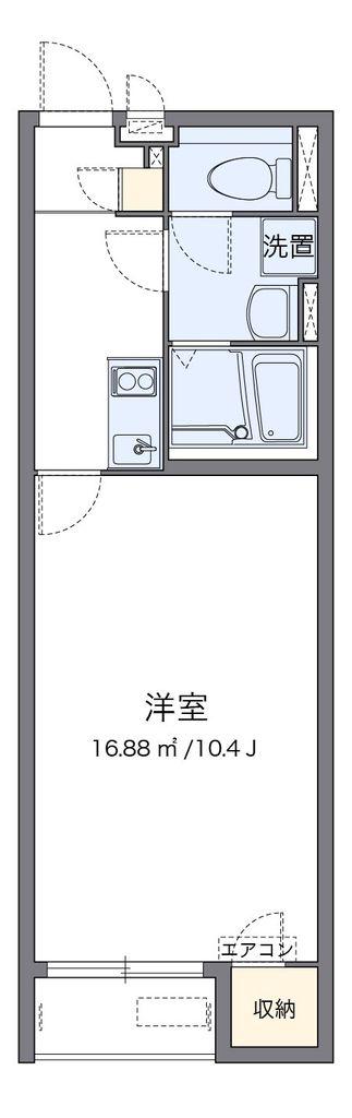 クレイノ巌根II(1K/2階)の間取り写真