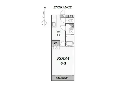 ぺアスタ常三島(1DK/3階)の間取り写真