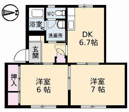 TOTORO(2DK/2階)の間取り写真