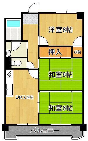 第2東宝ビル(3DK/6階)の間取り写真