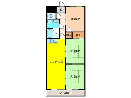 マンション東柴第1(3LDK/1階)の間取り写真