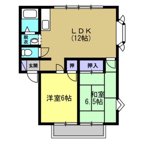 サンビレッジ住吉 D(2LDK/2階)の間取り写真