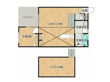 PALAZZO(1SLDK/1階)の間取り写真