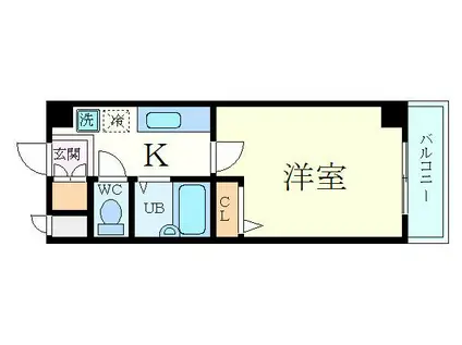 ブロスコート六甲II(1K/2階)の間取り写真