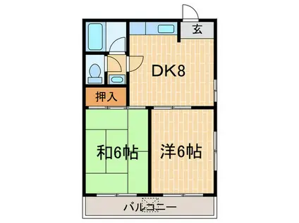 サンフローレ千代ヶ丘(2DK/1階)の間取り写真