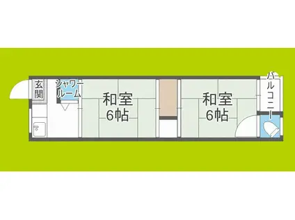 木村第4文化(2K/2階)の間取り写真