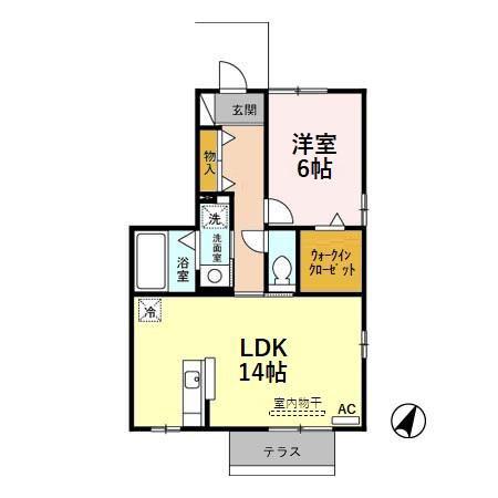 ルシエルIIA(1LDK/1階)の間取り写真
