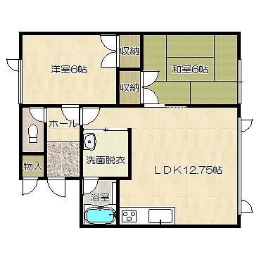リヴェール鍛治II(2LDK/2階)の間取り写真