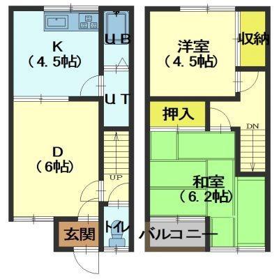 トータス館(2DK/1階)の間取り写真