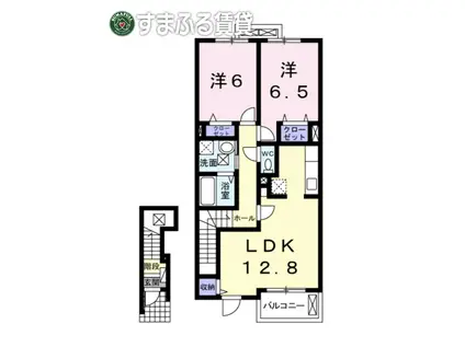 ガーデンハウス緑丘B(2LDK/2階)の間取り写真