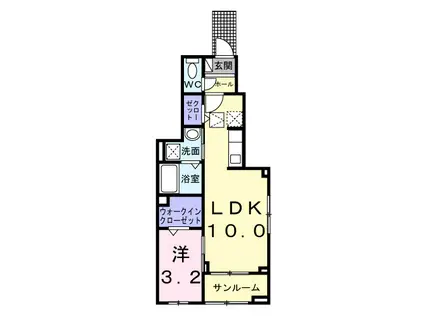 ヒカルサ岡崎蓑川町(1LDK/1階)の間取り写真