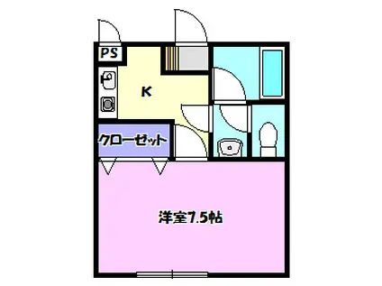 グランディハイツ(1K/2階)の間取り写真