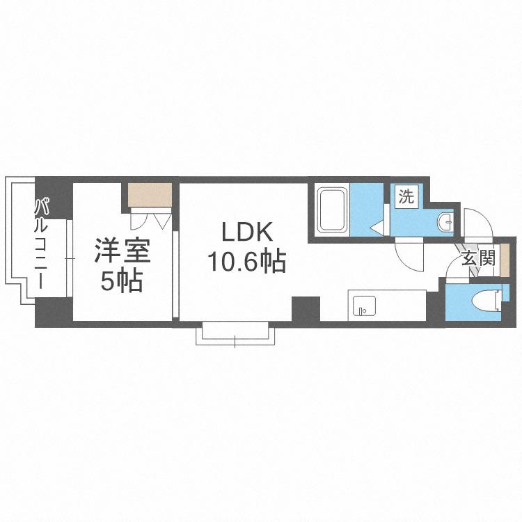 ヴィターレ(1LDK/6階)の間取り写真