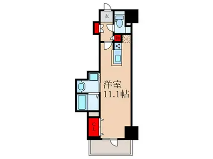 D′TOWER城北(ワンルーム/8階)の間取り写真