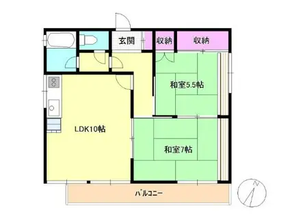 アダチハイツ(2LDK/2階)の間取り写真