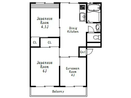 上高丸厚生年金1号棟(3DK/2階)の間取り写真