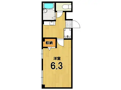 洛北松柏(1K/1階)の間取り写真