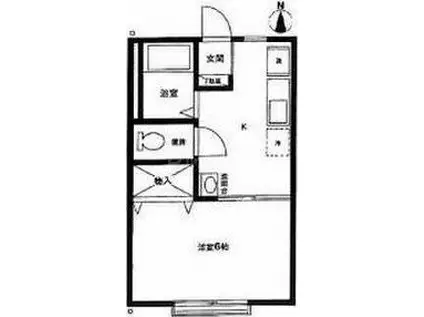 メゾン小原II(1K/2階)の間取り写真