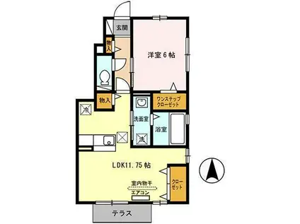 アズールA(1LDK/1階)の間取り写真