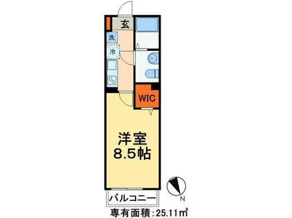 コルティーレ北習志野(1K/1階)の間取り写真