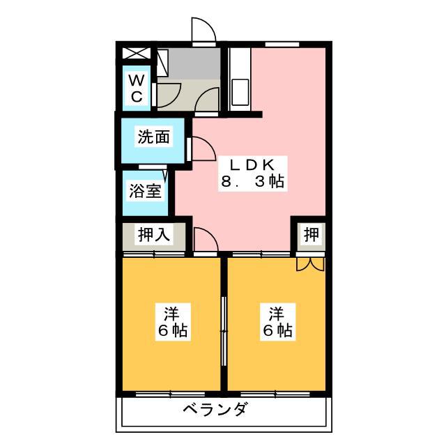 ルミナスパレス(2LDK/2階)の間取り写真