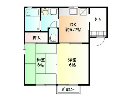 シティライフ小池C棟(2DK/2階)の間取り写真